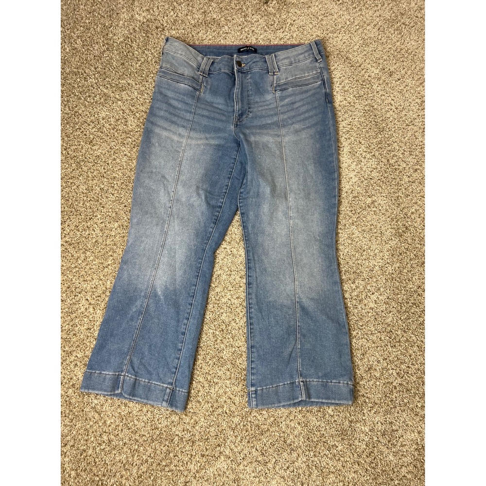 Nautica Jeans Women Light Wash Front Seam Cropped Flare Denim Pants Size 12